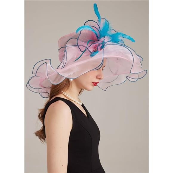 Women\'s Kentucky Hat Wide Brim Light Pink Blue main image 5